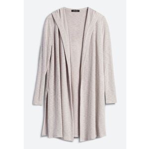 Laila Jayde Hooded Open Duster Cardigan - Greige, XL